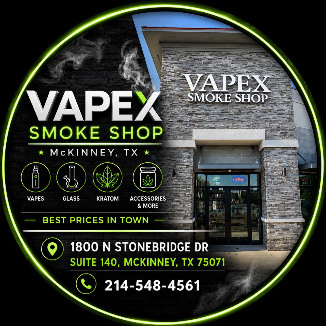 Vapex Smoke Shop storefront at 1800 N Stonebridge Dr, McKinney TX